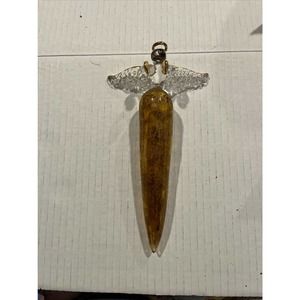 Vintage Angel Choir Symbols Blown Glass Ornament Gold Gilded Art Glass Angel